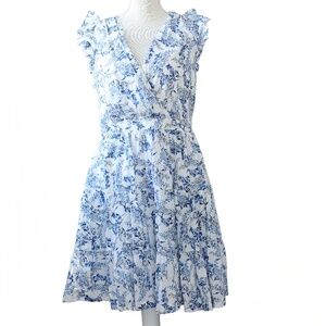 Blue and white dress with delicate flowers